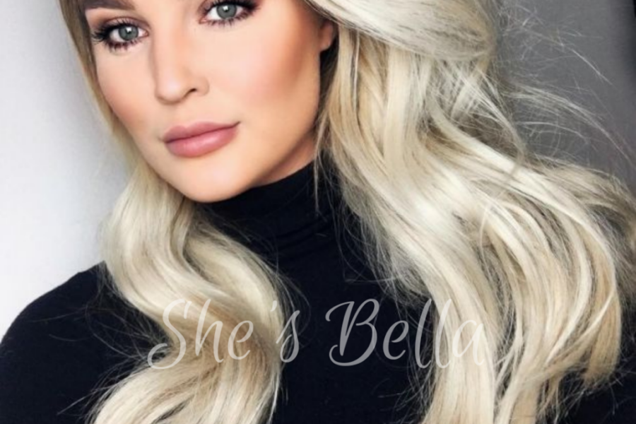 Aplique Loiro Platinado Pérola – 100% Cabelo Humano – Fio Invisível de Silicone