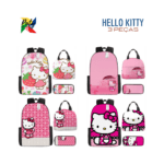 Mochila Escolar da Hello Kitty Infantil e Juvenil - 3 peças