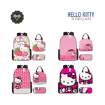 Mochila Escolar da Hello Kitty Infantil e Juvenil - 3 peças