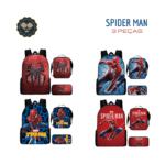 Mochila Escolar do Spider-Man Infantil e Juvenil - 3 peças